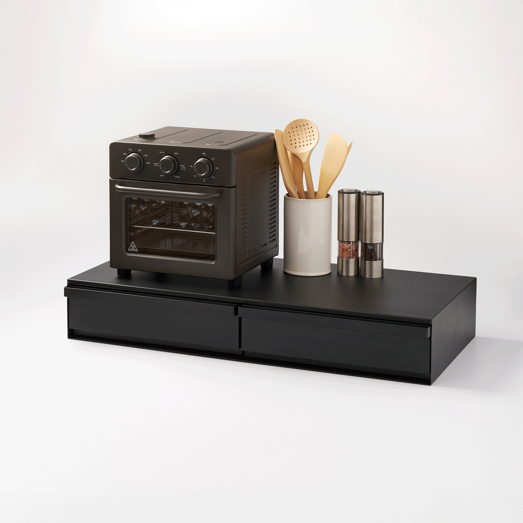 Countertop Drawer with Pull-Out Shelf - Wide - Steel