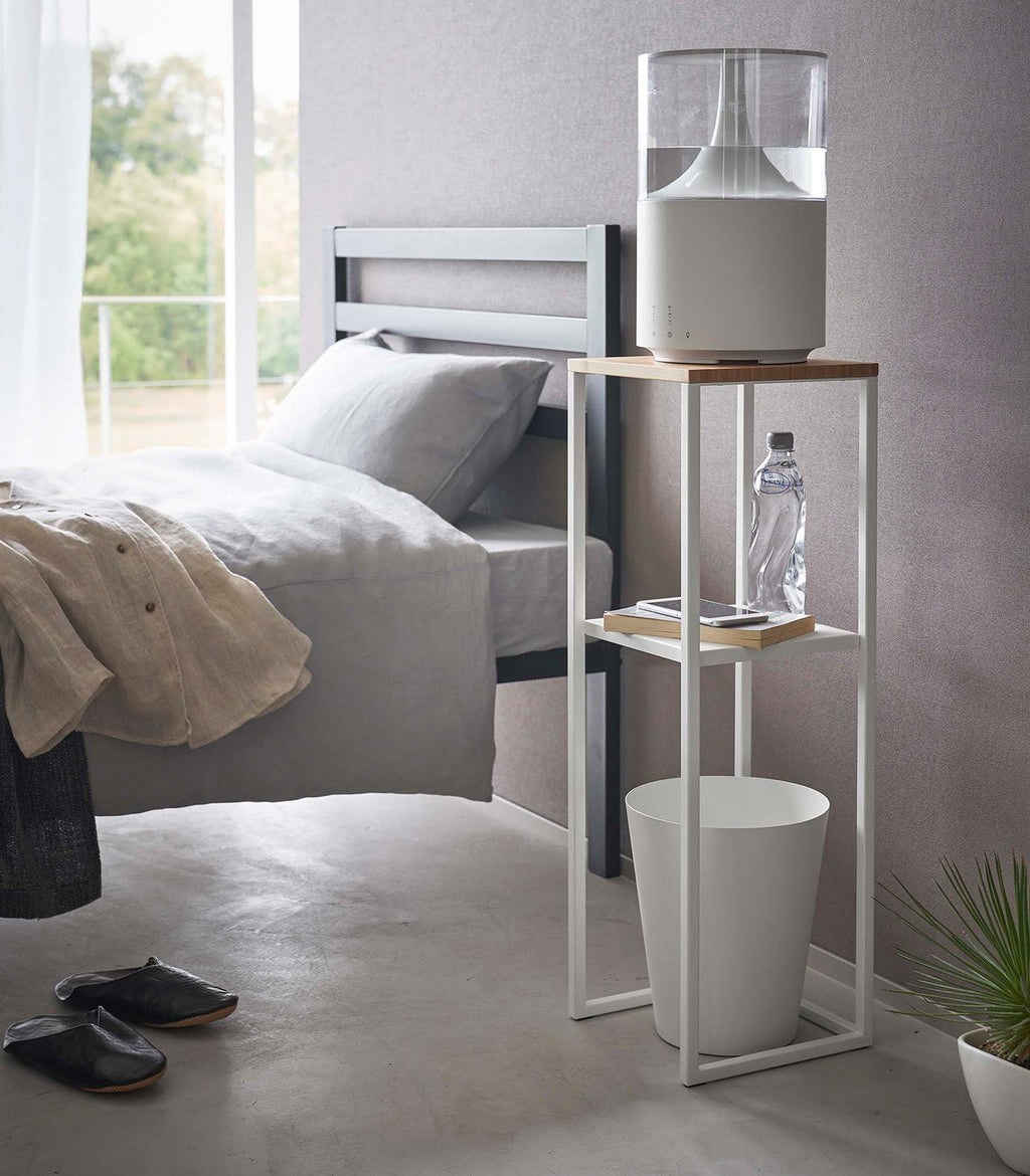 Two-Tier Display & Storage Shelf (31.5 H)  - Steel + Wood