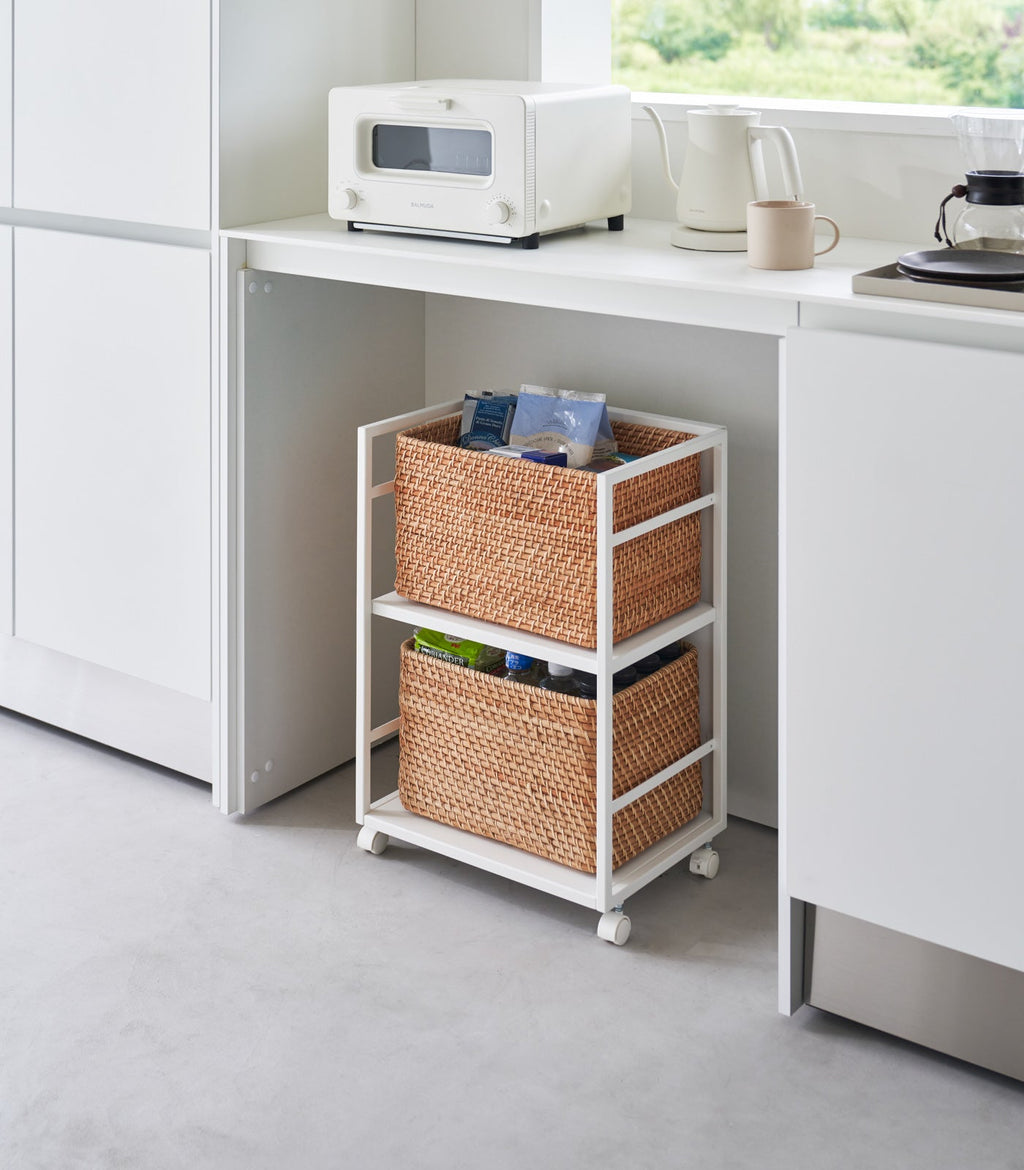 Two-Tier Hideaway Storage Cart (24 H)  - Steel