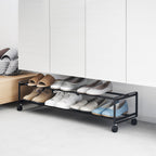 Two-Tier Rolling Shoe Rack (8 H)  - Steel