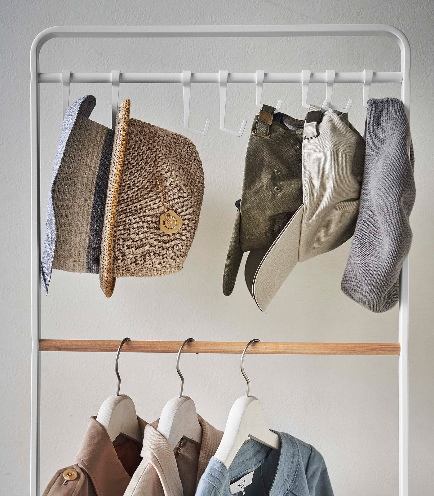 Coat Rack with Hat Storage (66 H)  - Steel + Wood