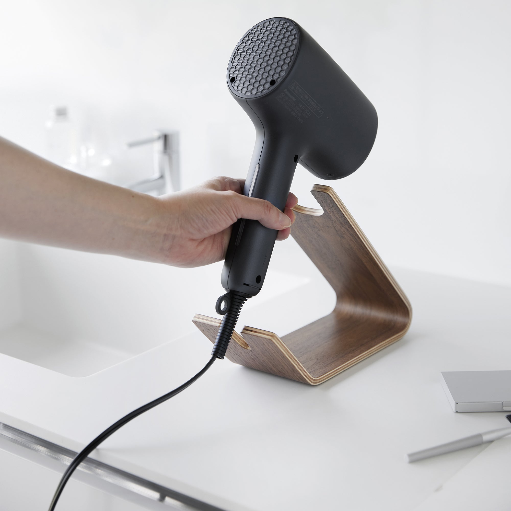 Hair Dryer and Iron Stand - Wood