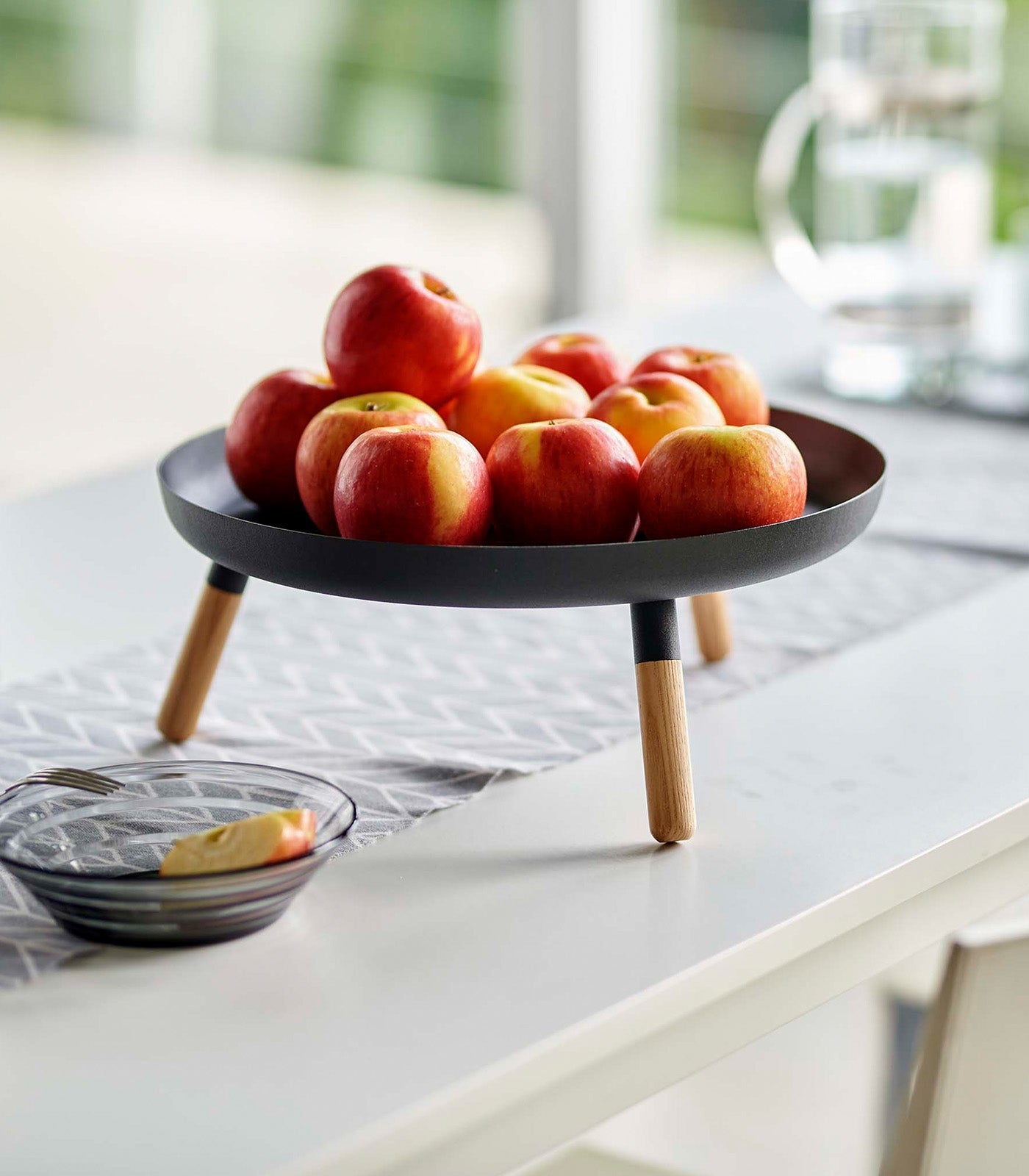 Countertop Pedestal Tray (5 H)  - Steel + Wood