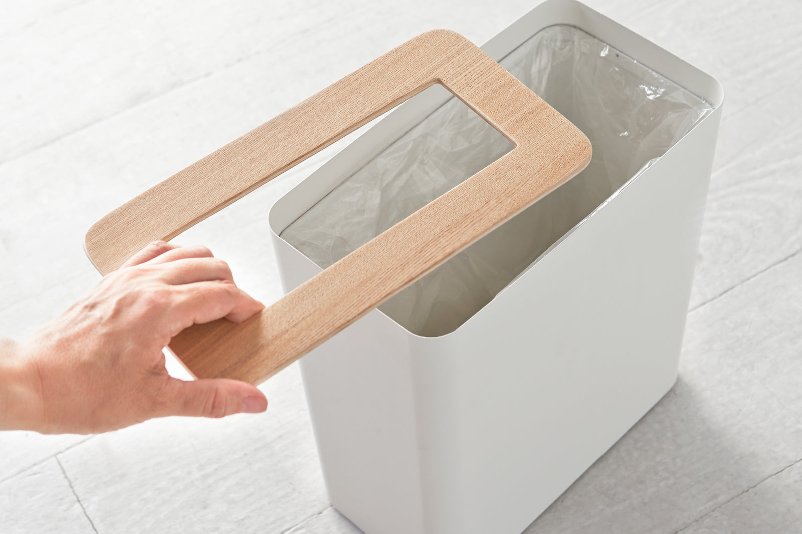 Trash Can - Rectangle - Steel + Wood