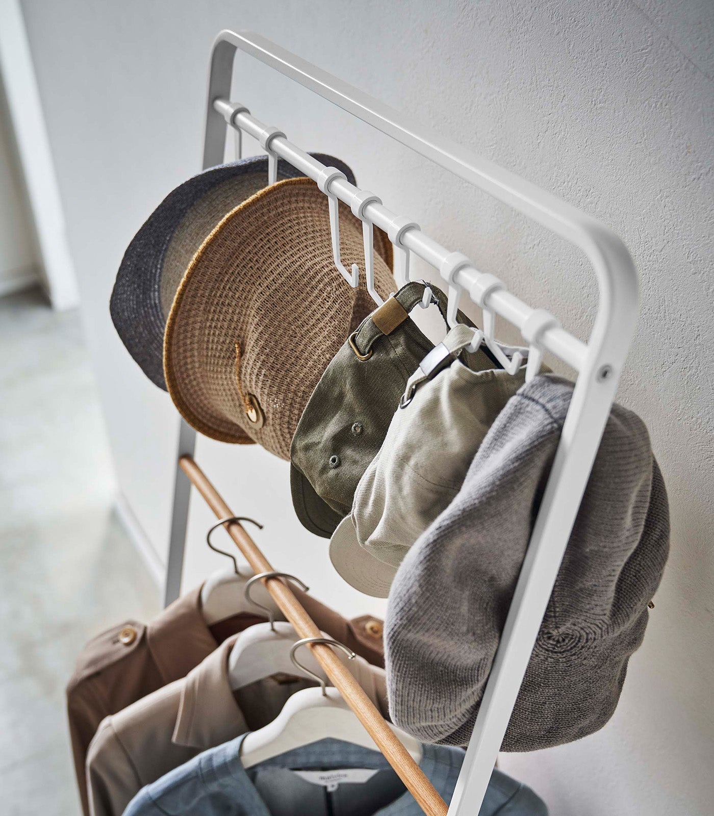 Coat Rack with Hat Storage (66 H)  - Steel + Wood