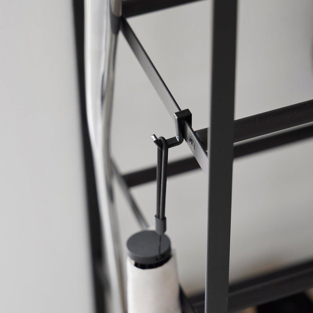 Rolling Five-Tier Shoe Rack (34.25 H)  - Steel + Wood