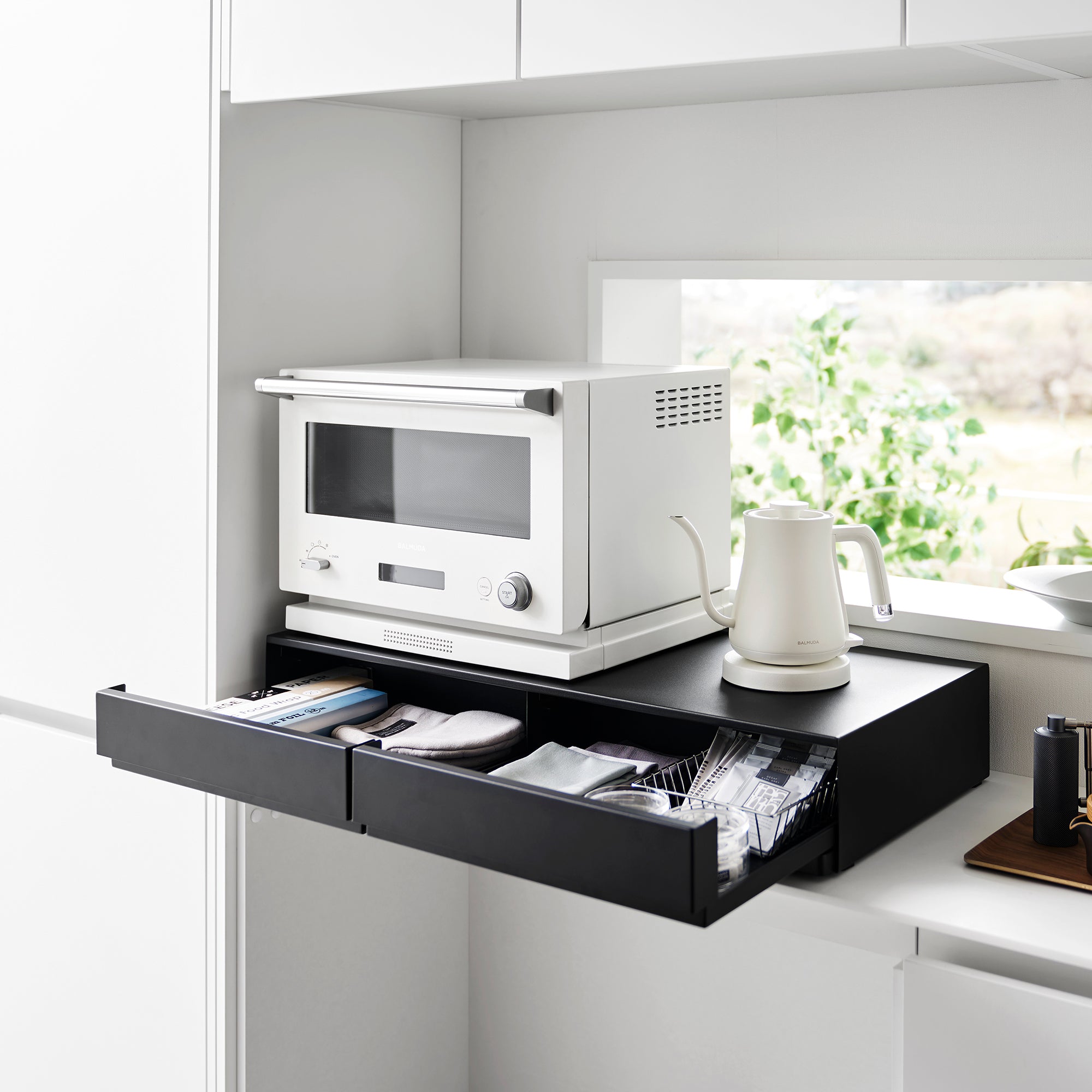 Countertop Drawer with Pull-Out Shelf - Wide - Steel