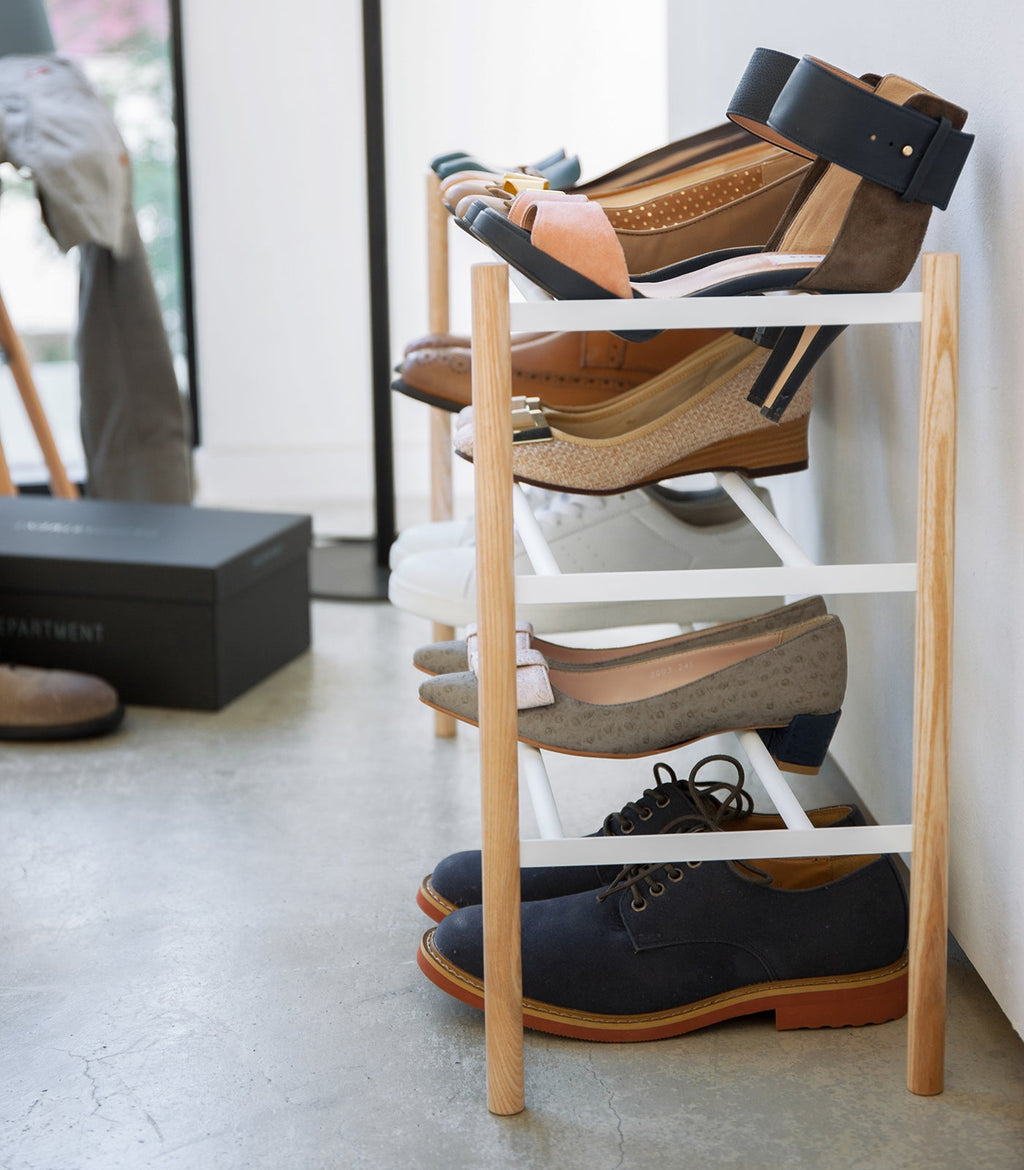 Expandable Shoe Rack (18 H)  - Steel + Wood