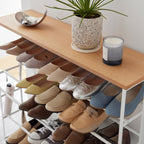 Rolling Five-Tier Shoe Rack (34.25 H)  - Steel + Wood
