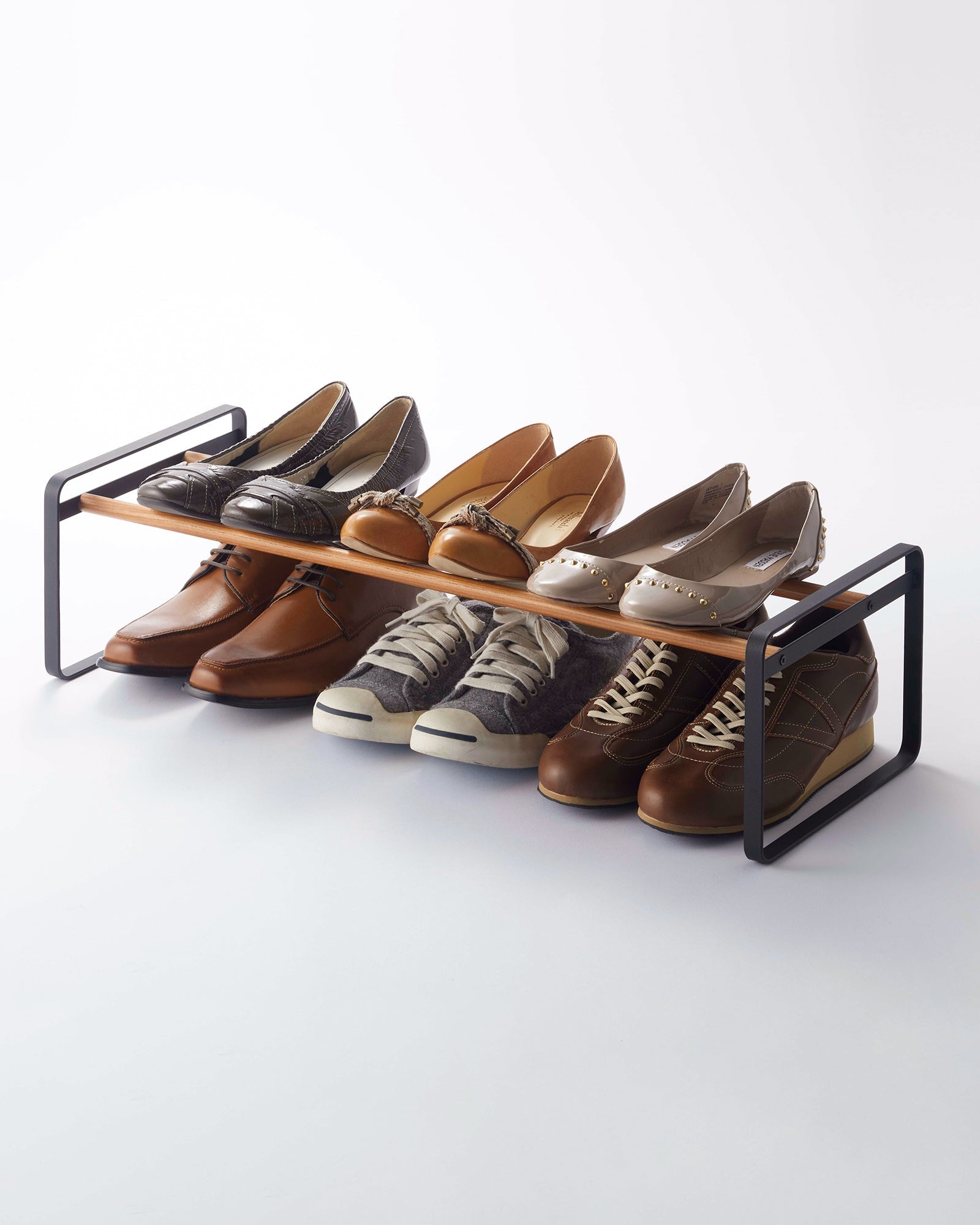 Stackable Shoe Rack (7 H)  - Steel + Wood