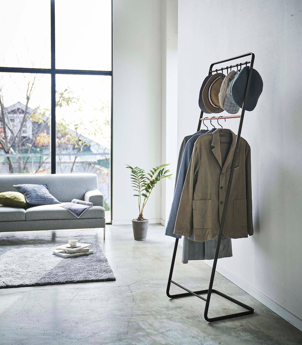 Coat Rack with Hat Storage (66 H)  - Steel + Wood