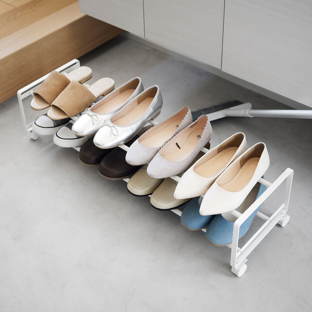 Two-Tier Rolling Shoe Rack (8 H)  - Steel