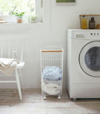 Rolling Wire Basket (24 H)  - Steel + Wood