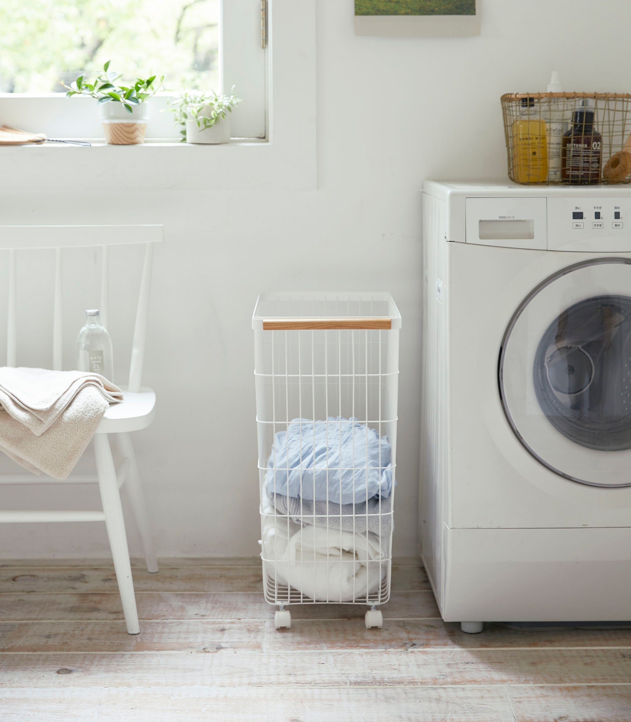 Rolling Wire Basket (24 H)  - Steel + Wood