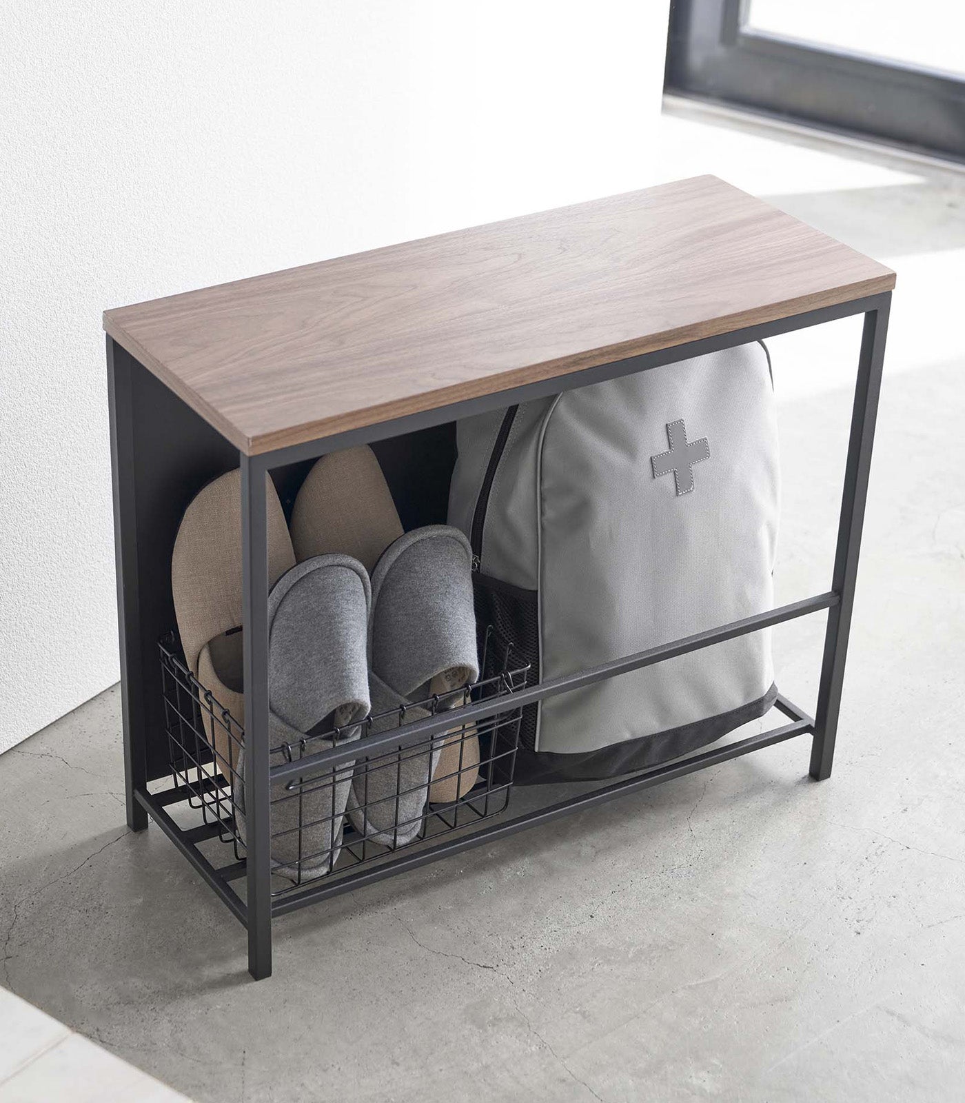 Entryway Storage Organizer & Bench (18 H)  - Steel + Wood