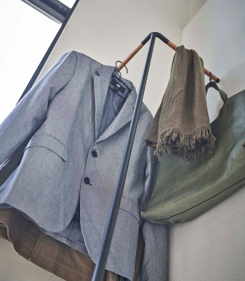 Corner Leaning Coat Hanger (63 H)  - Steel + Wood