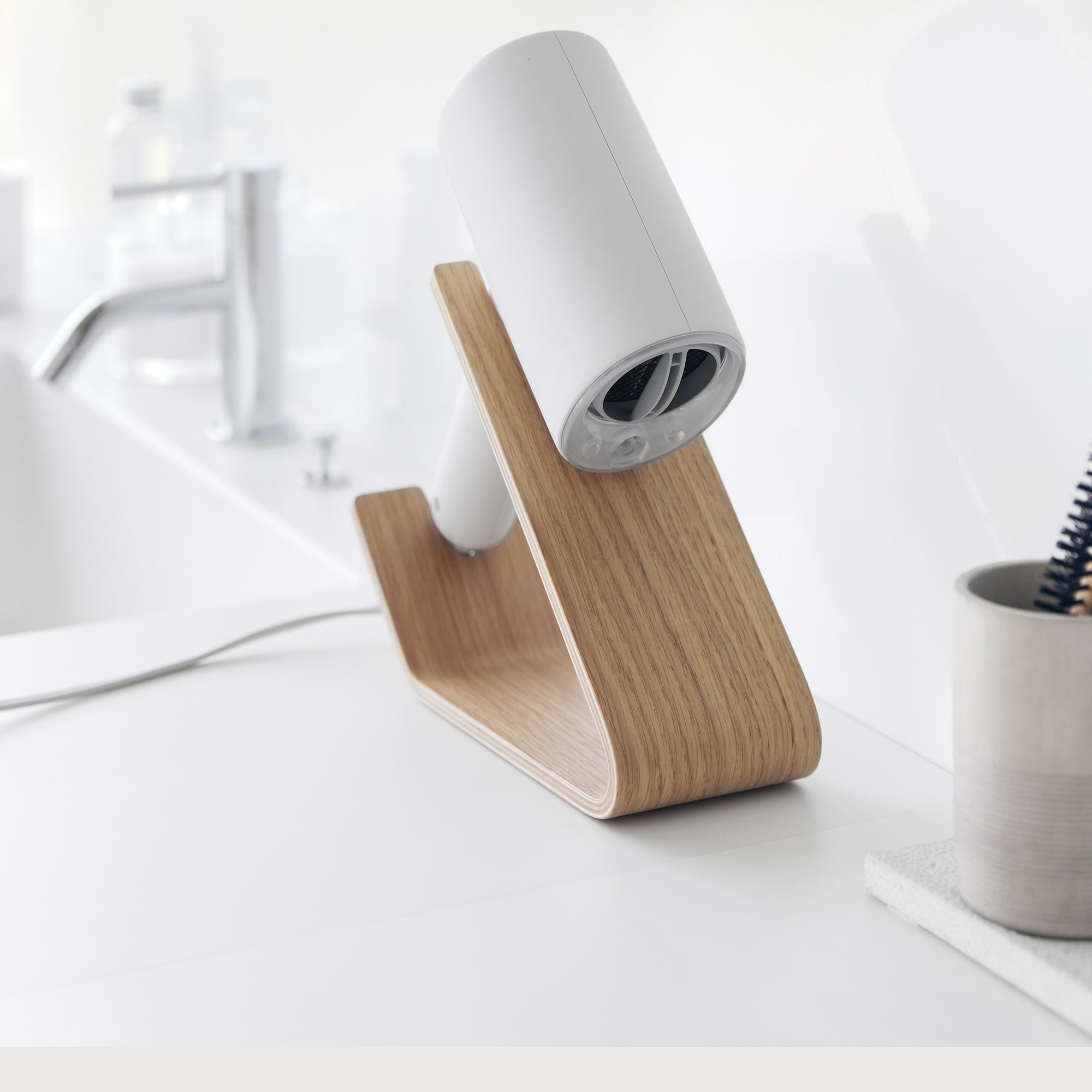 Hair Dryer and Iron Stand - Wood