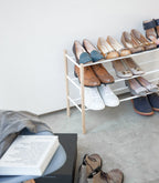 Expandable Shoe Rack (18 H)  - Steel + Wood