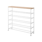 Rolling Five-Tier Shoe Rack (34.25 H)  - Steel + Wood