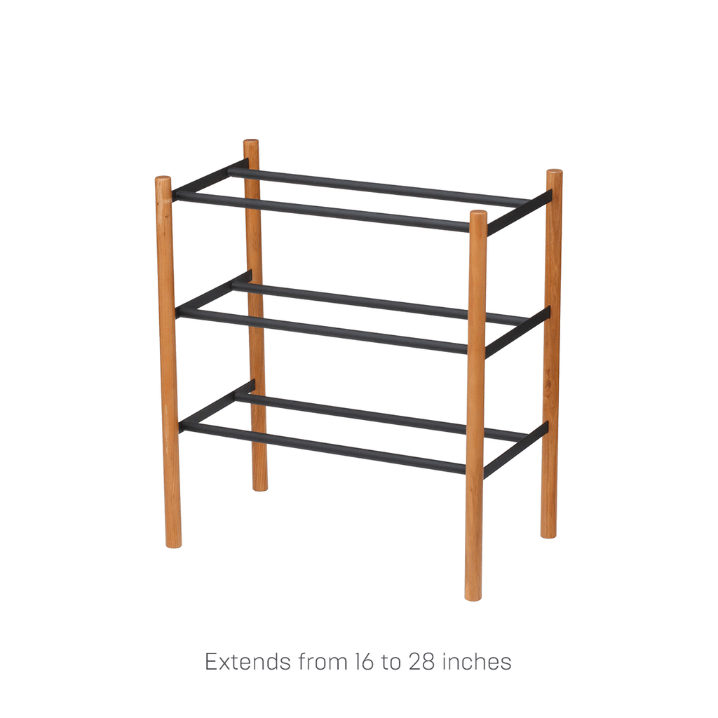 Expandable Shoe Rack (18 H)  - Steel + Wood