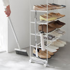 Rolling Five-Tier Shoe Rack (34.25 H)  - Steel + Wood