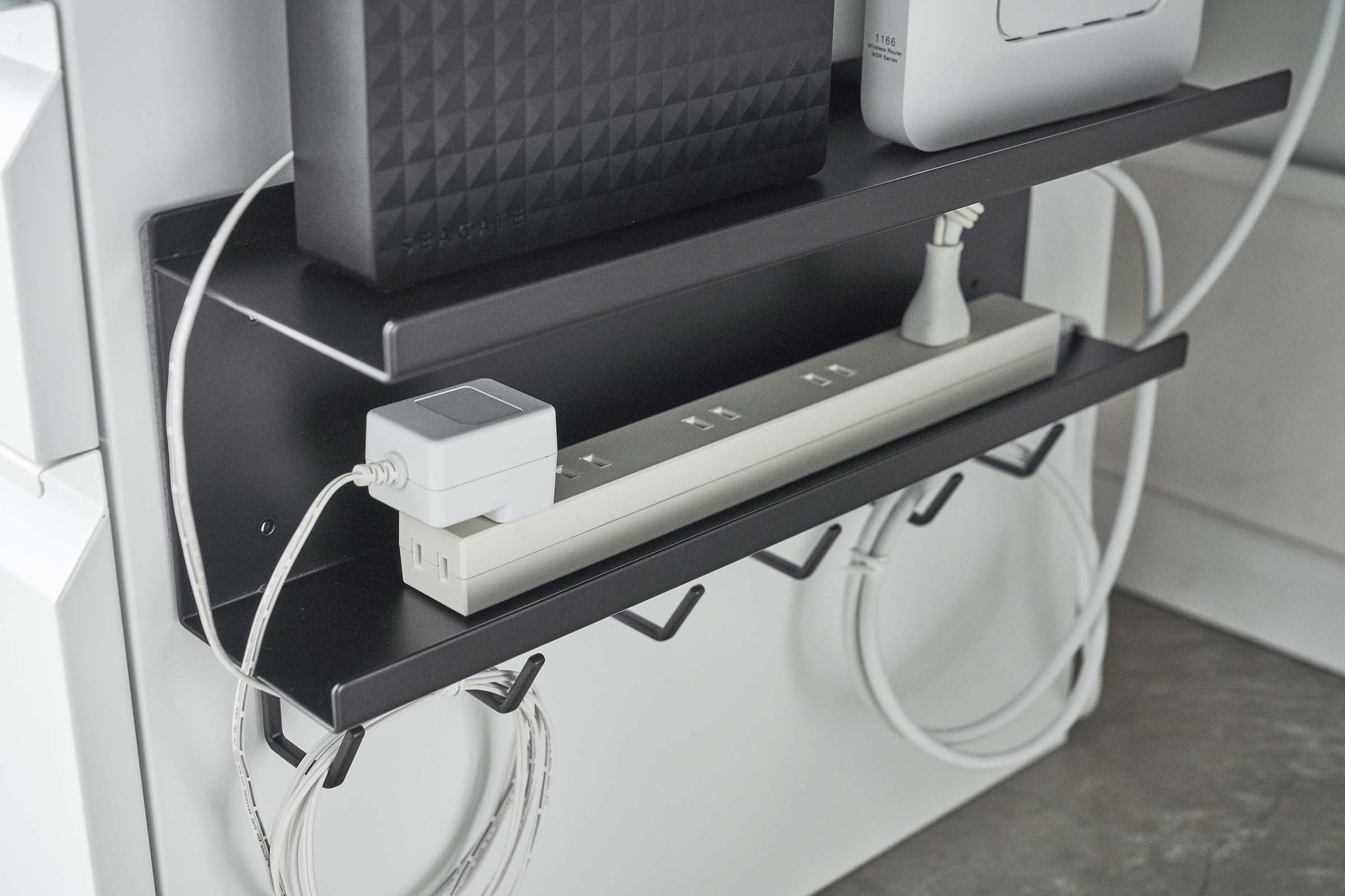 Wall-Mount Cable & Router Storage Rack - Steel