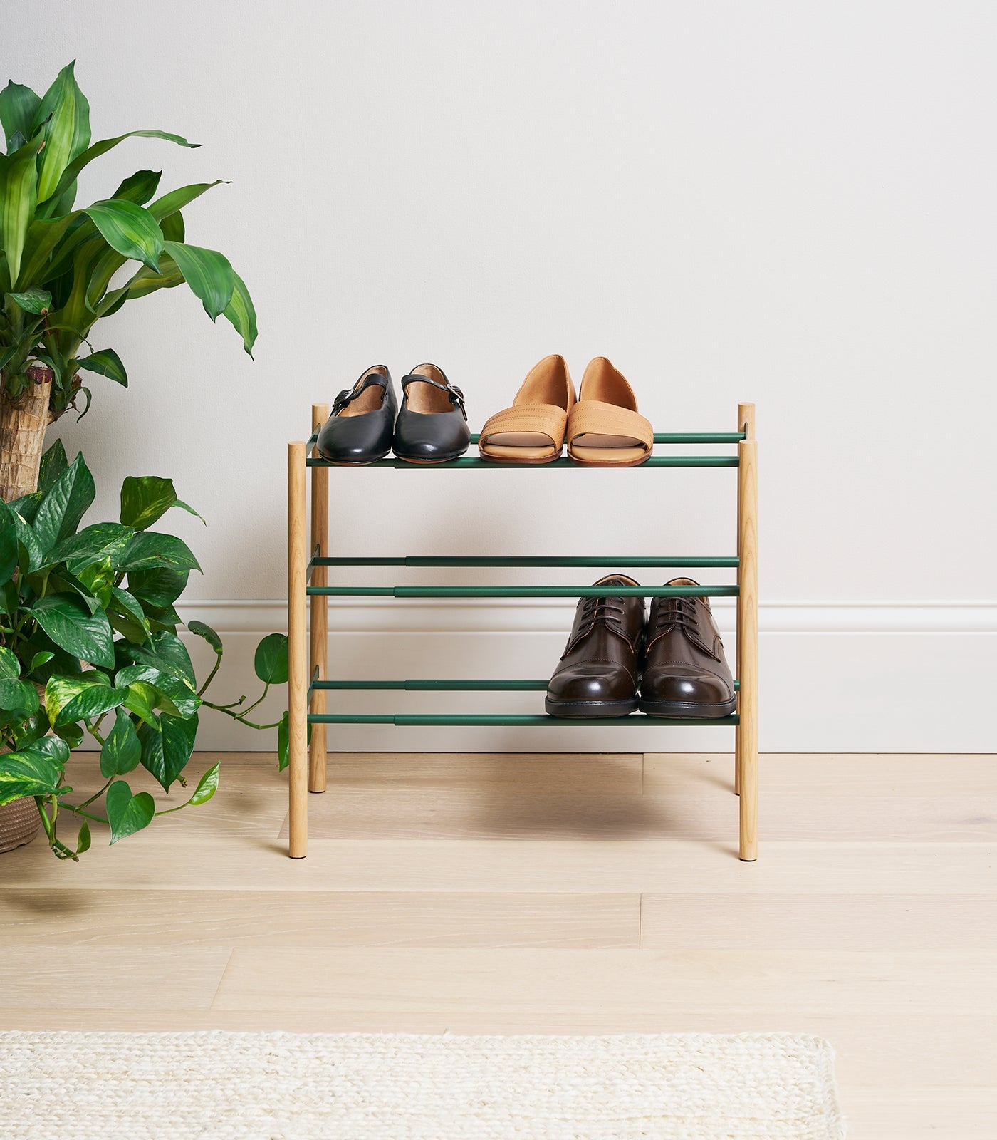 Expandable Shoe Rack (18 H)  - Steel + Wood