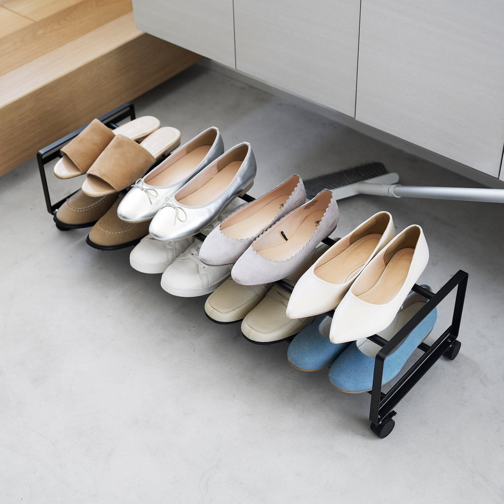 Two-Tier Rolling Shoe Rack (8 H)  - Steel