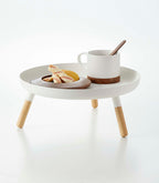 Countertop Pedestal Tray (5 H)  - Steel + Wood