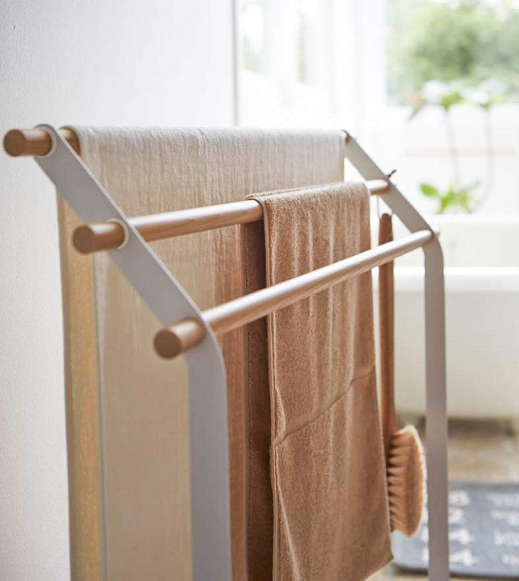 Bath Towel Rack (32 H)  - Steel + Wood
