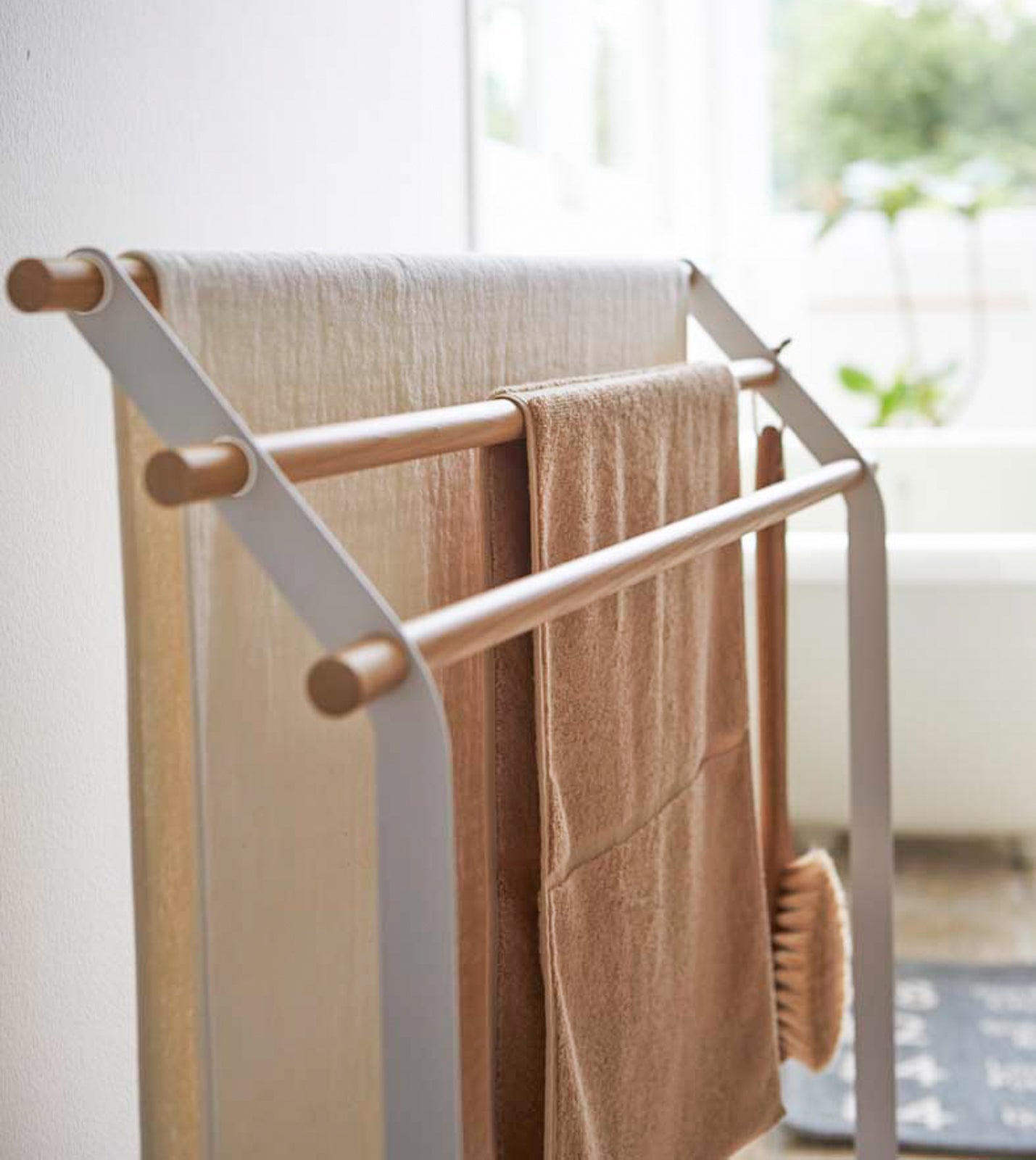 Bath Towel Rack (32 H)  - Steel + Wood