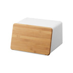 Bread Box with Cutting Board Lid - Steel + Wood