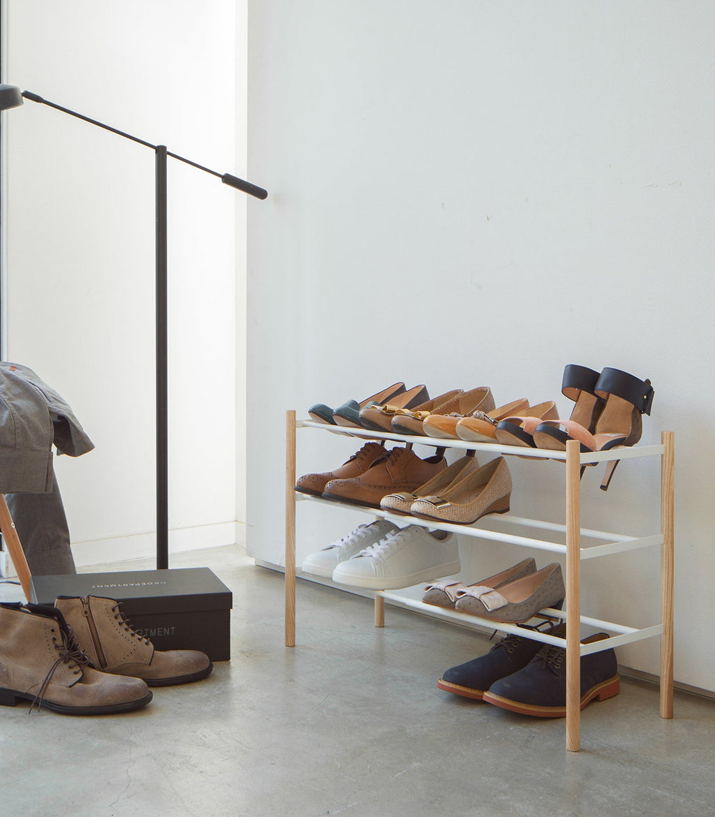 Expandable Shoe Rack (18 H)  - Steel + Wood