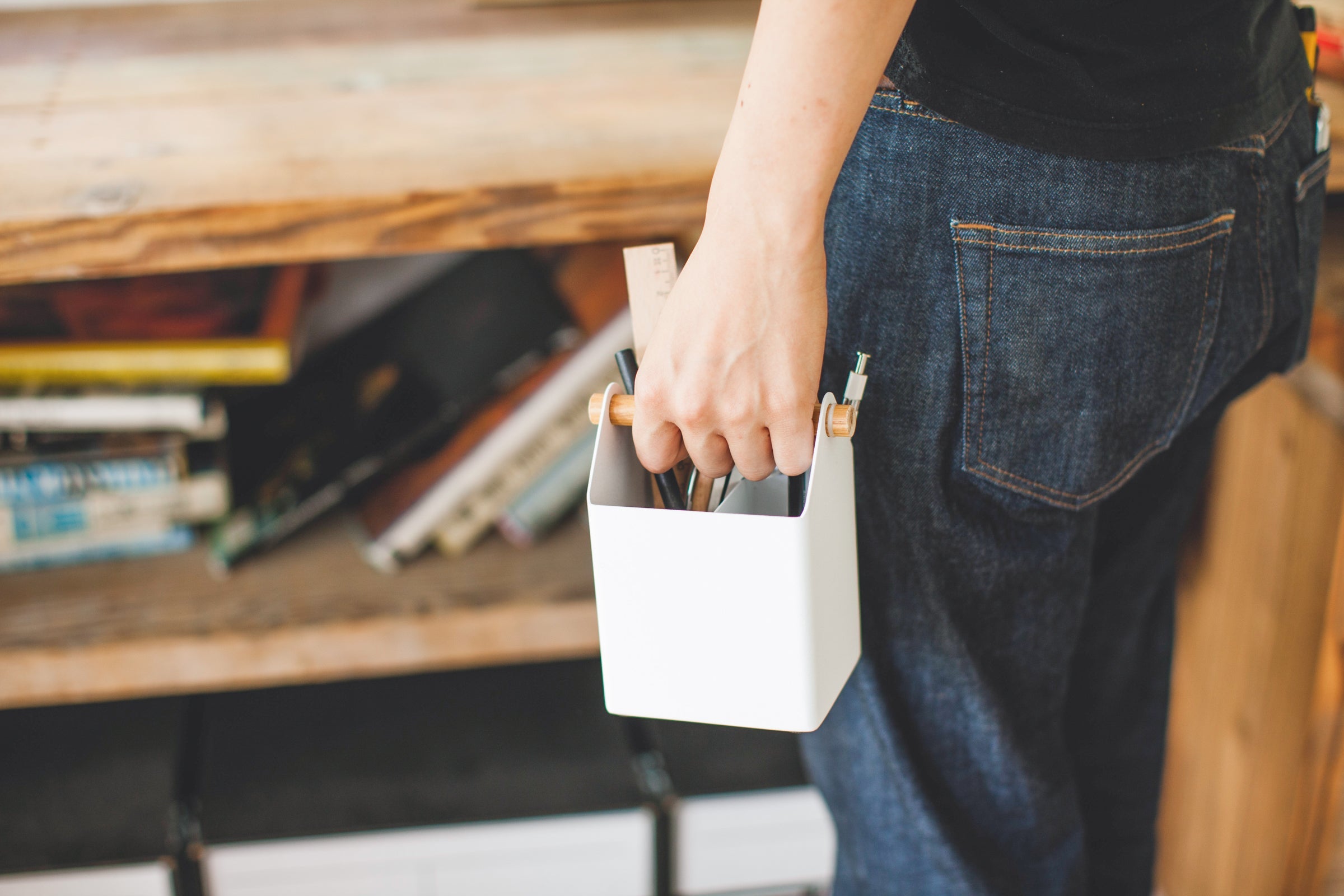 Pen + Desk Organizer - Small - Steel + Wood
