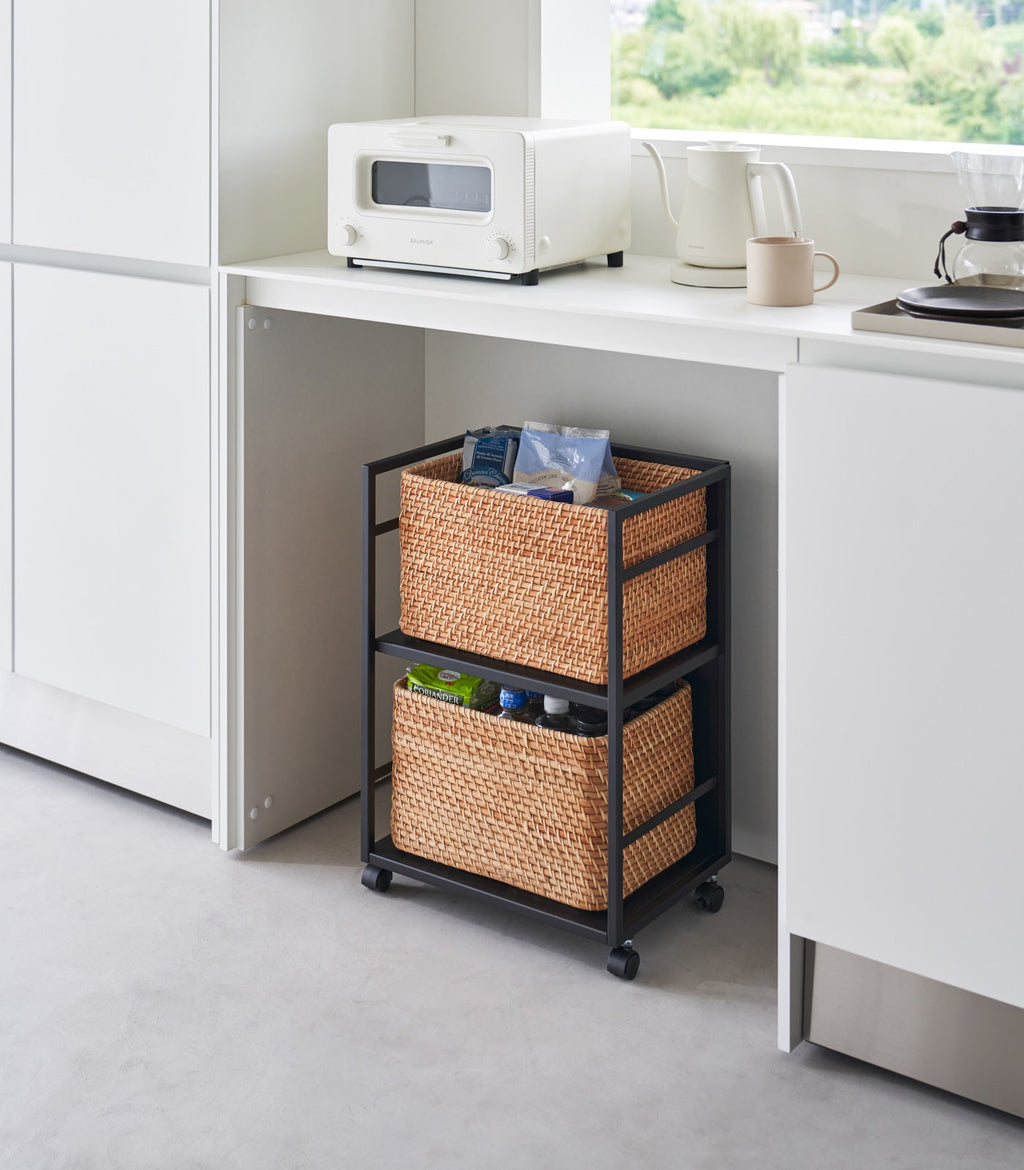 Two-Tier Hideaway Storage Cart (24 H)  - Steel