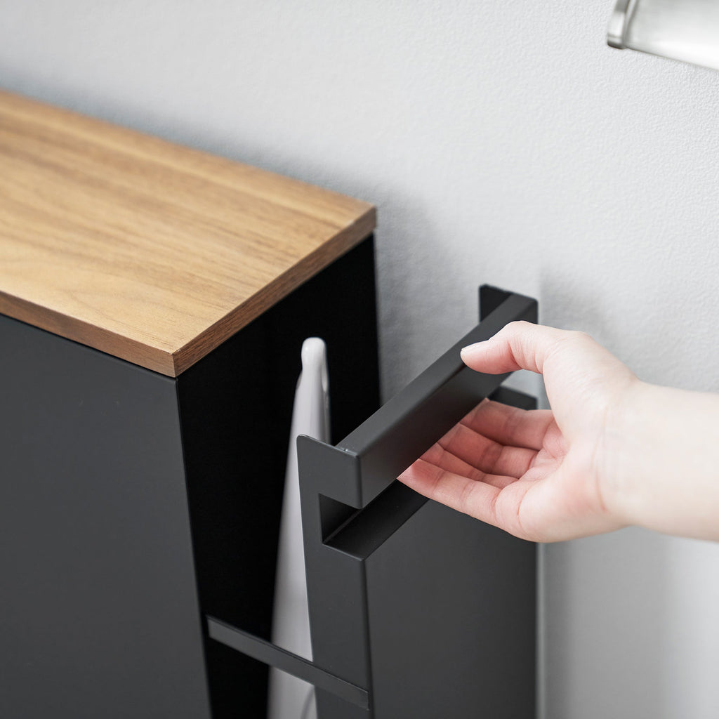 Pull-Out Bathroom Storage Cabinet - Steel + Wood