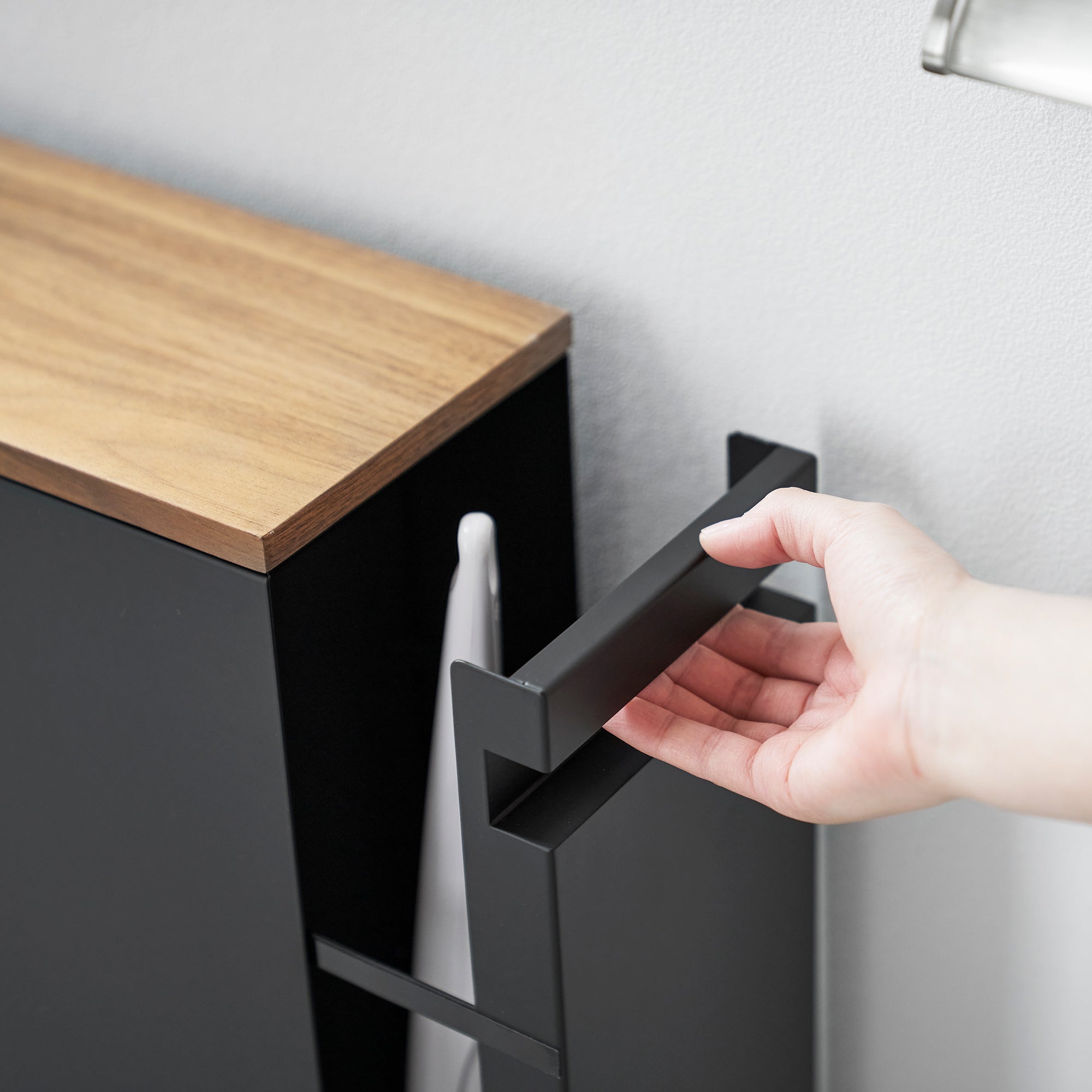Pull-Out Bathroom Storage Cabinet - Steel + Wood
