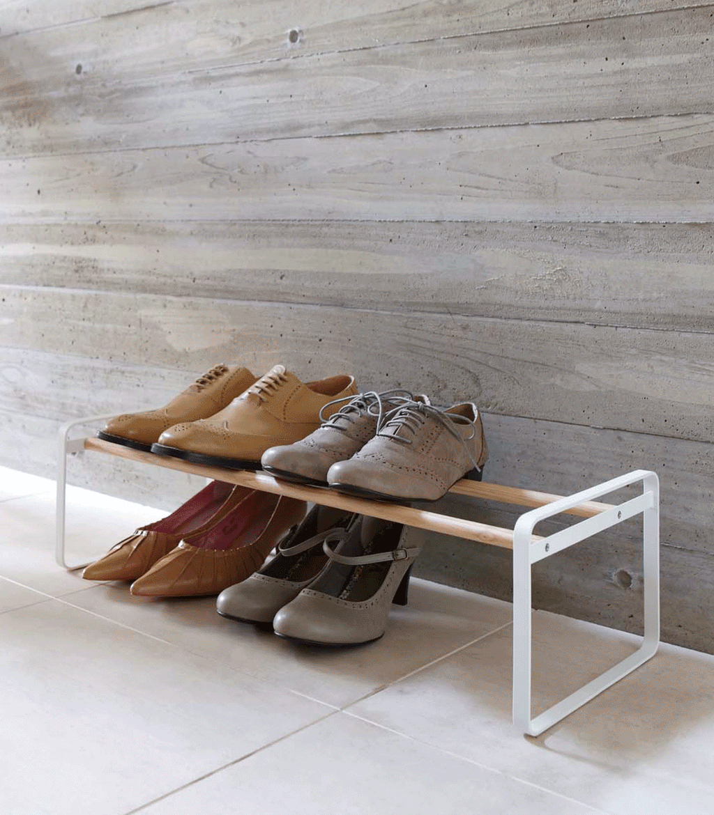 Stackable Shoe Rack (7 H)  - Steel + Wood