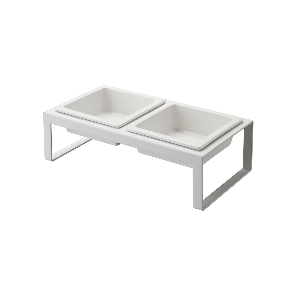 Pet Food Bowl - Tall - Steel + Ceramic